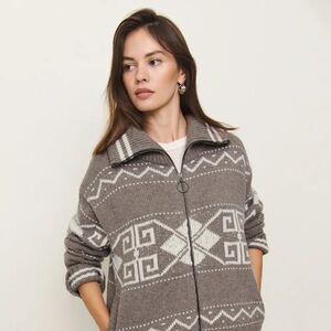 *NWT* Reformation Mariposa Regenerative Wool Sweater Coat Brown - Size XS